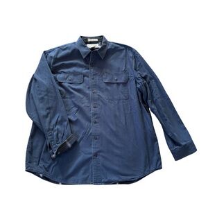 Vintage LL Bean Flannel Lined Button Down Shirt Navy Blue Mens XL REG